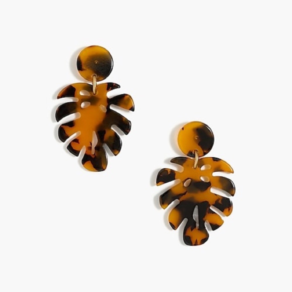 J.Crew Tortoise Leaf Statement Earrings